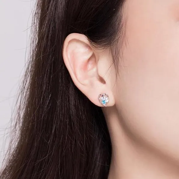 Crystal paw print earrings