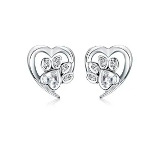Crystal paw print earrings