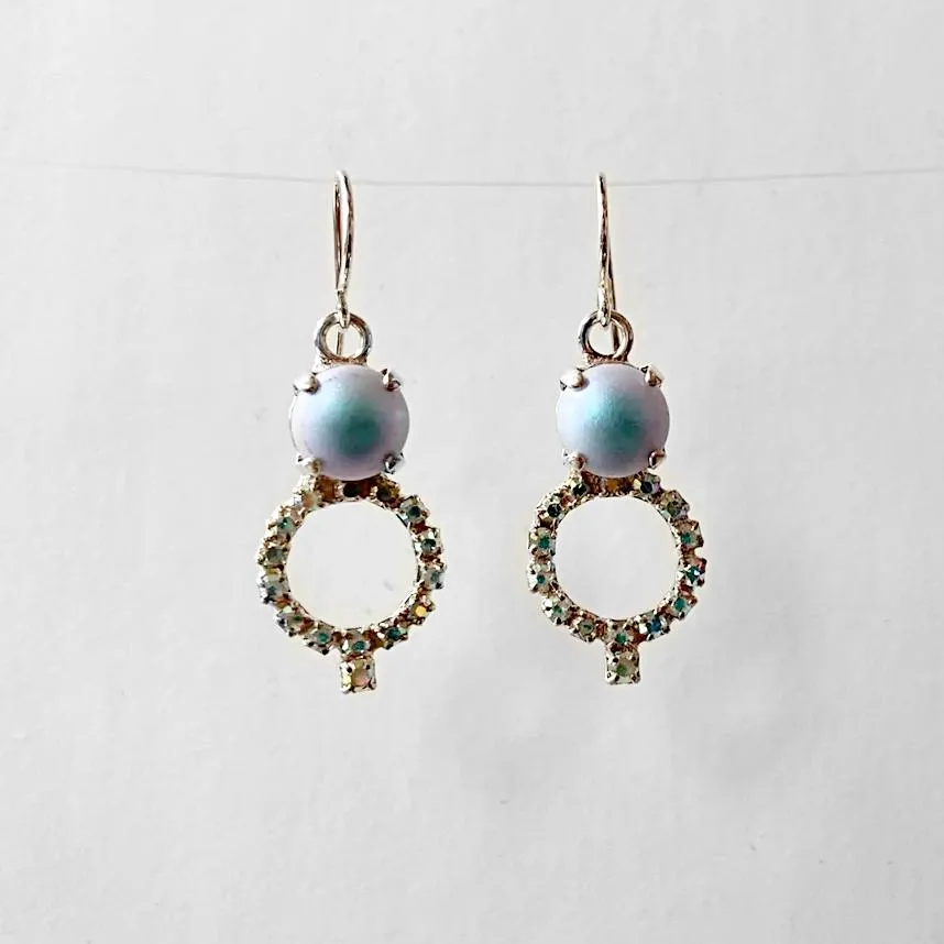 Crystal Pearl & Rhinestone Dangle Earrings