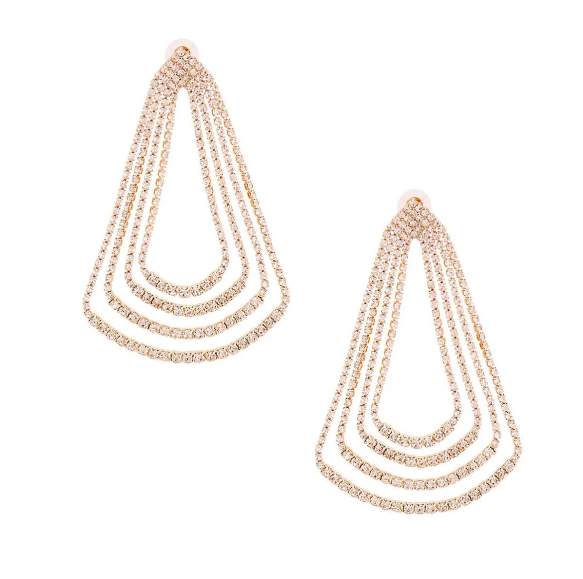 Crystal Rhinestone Graduated Concentric Teardrop Earrings