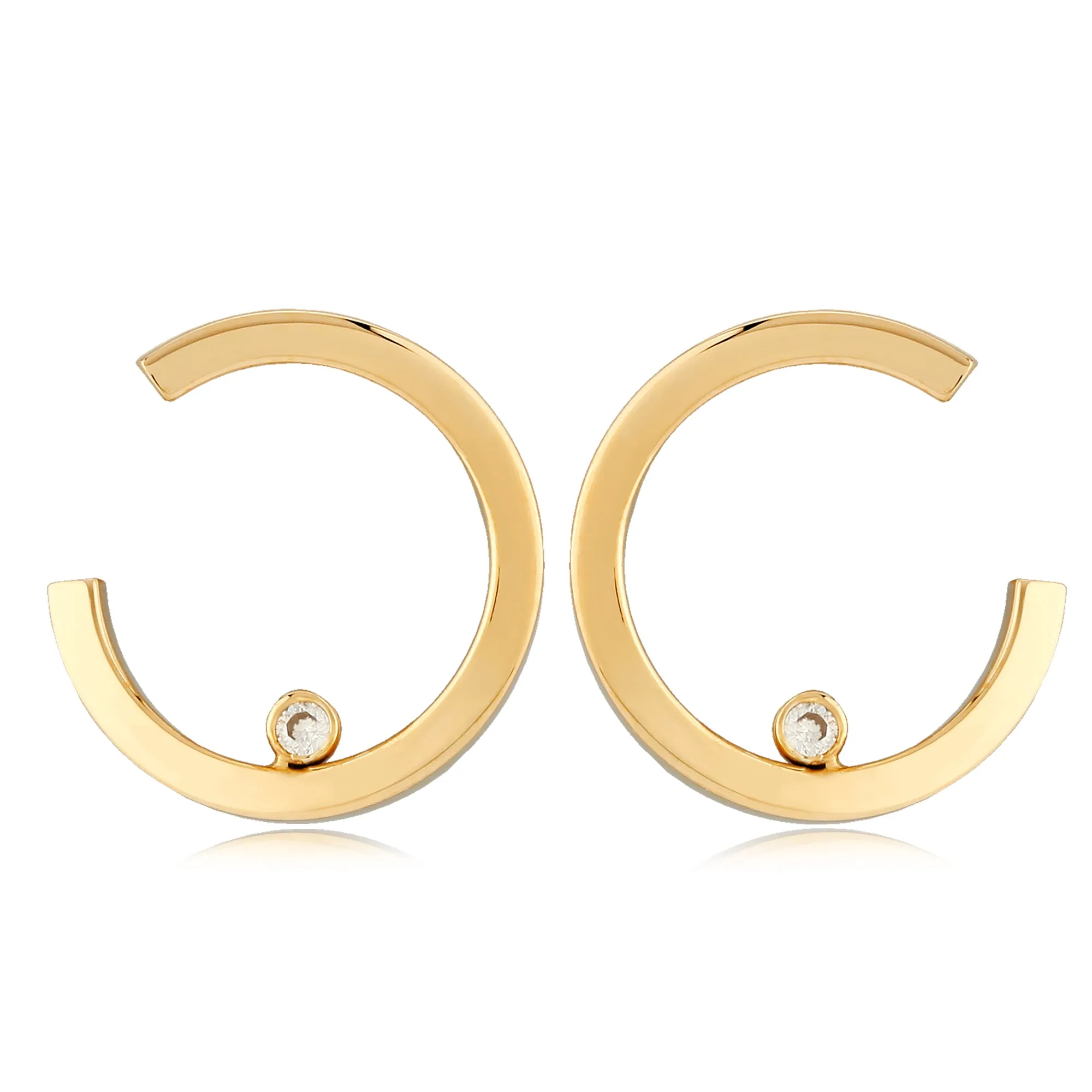 Curved Earring with Diamond Accent