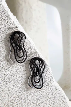 Curves Duo Earrings Small - Silver/Black *
