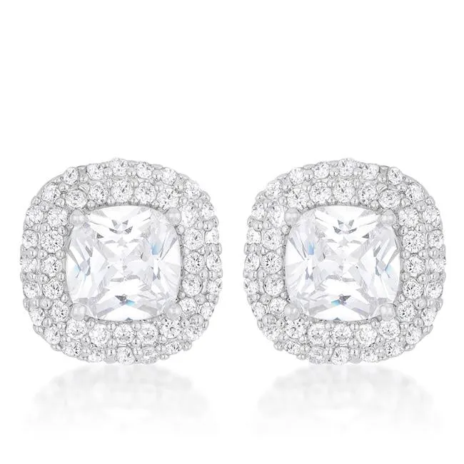 Cushion Pave Stud Earrings