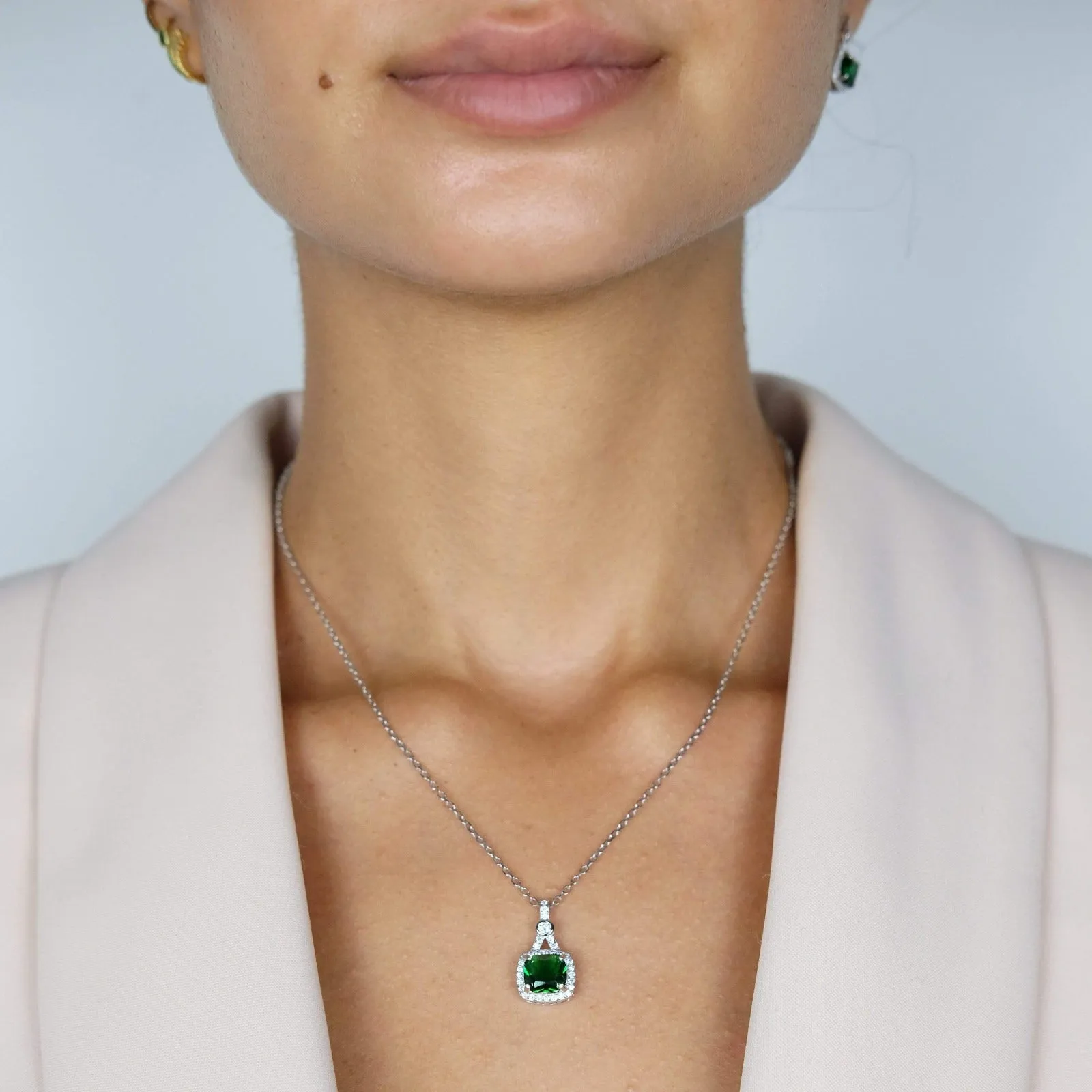 Cushion Pendant, Ring, Earring Set