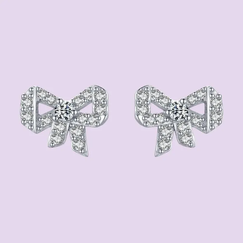 CZ Diamond Bow Stud Earrings