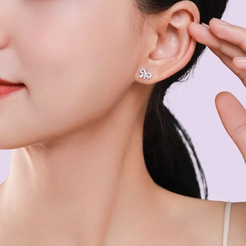 CZ Diamond Bow Stud Earrings