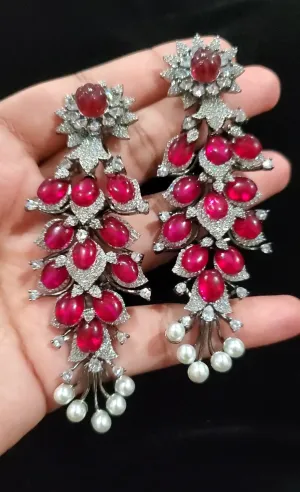 Cz Monalisa Stone Earring With Black Plating Multi
