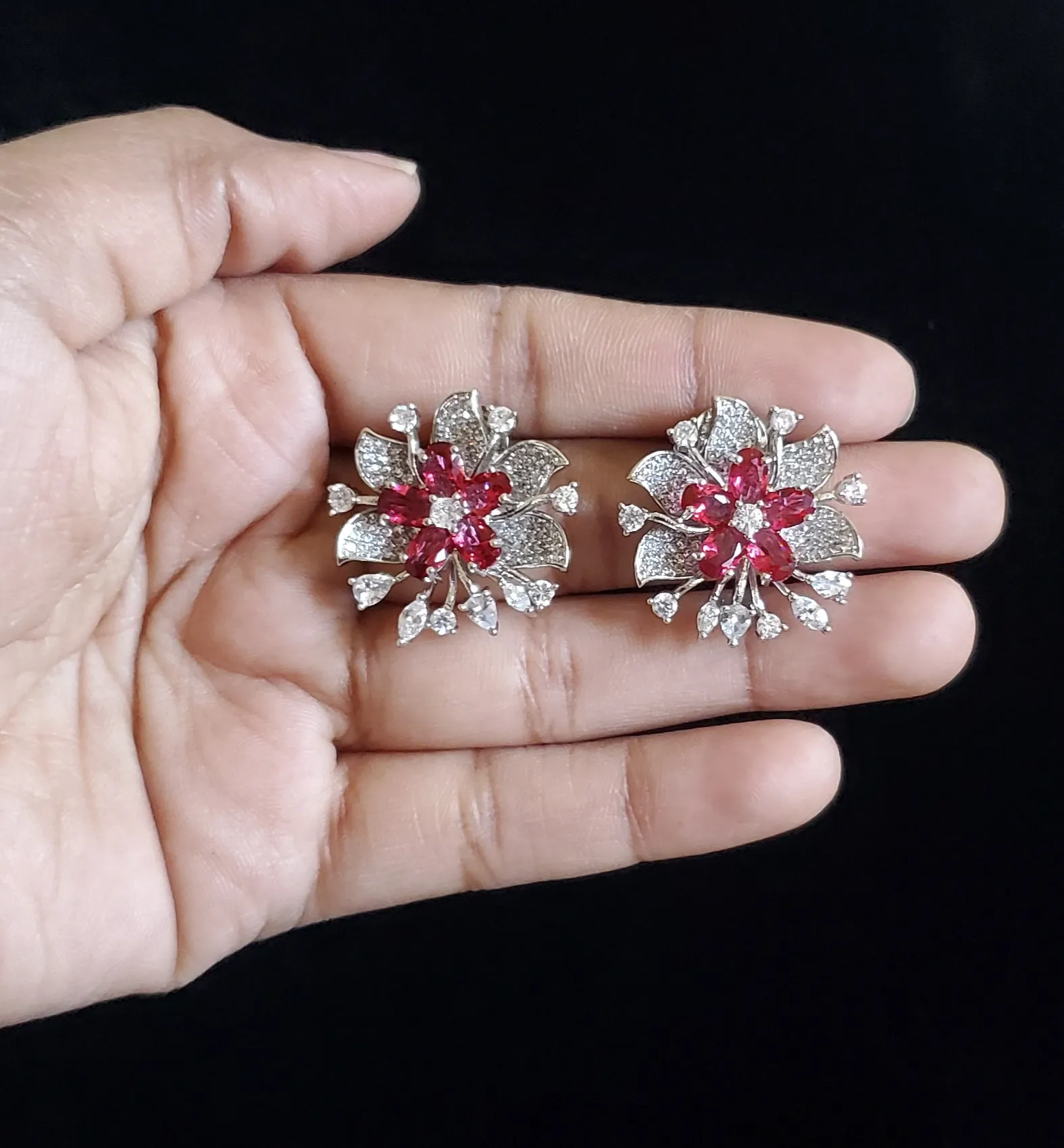 Cz Tops With Rhodium Plating NV15 Ruby
