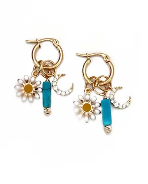 Daisy Charm Hoop Earrings