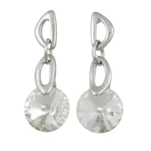 Dangling Large Round Clear Crystal Pierced Earring - REC033