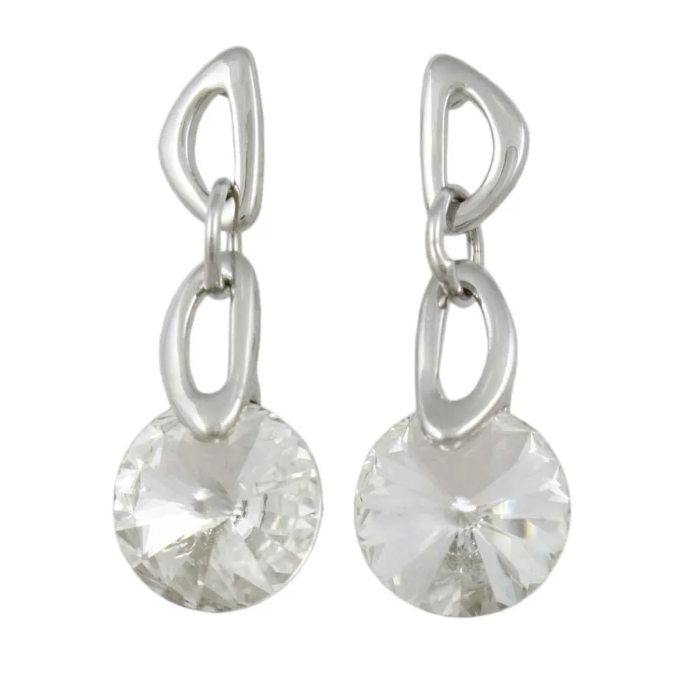Dangling Large Round Clear Crystal Pierced Earring - REC033