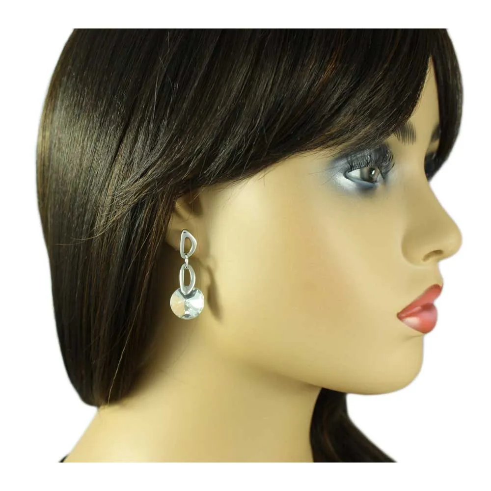 Dangling Large Round Clear Crystal Pierced Earring - REC033