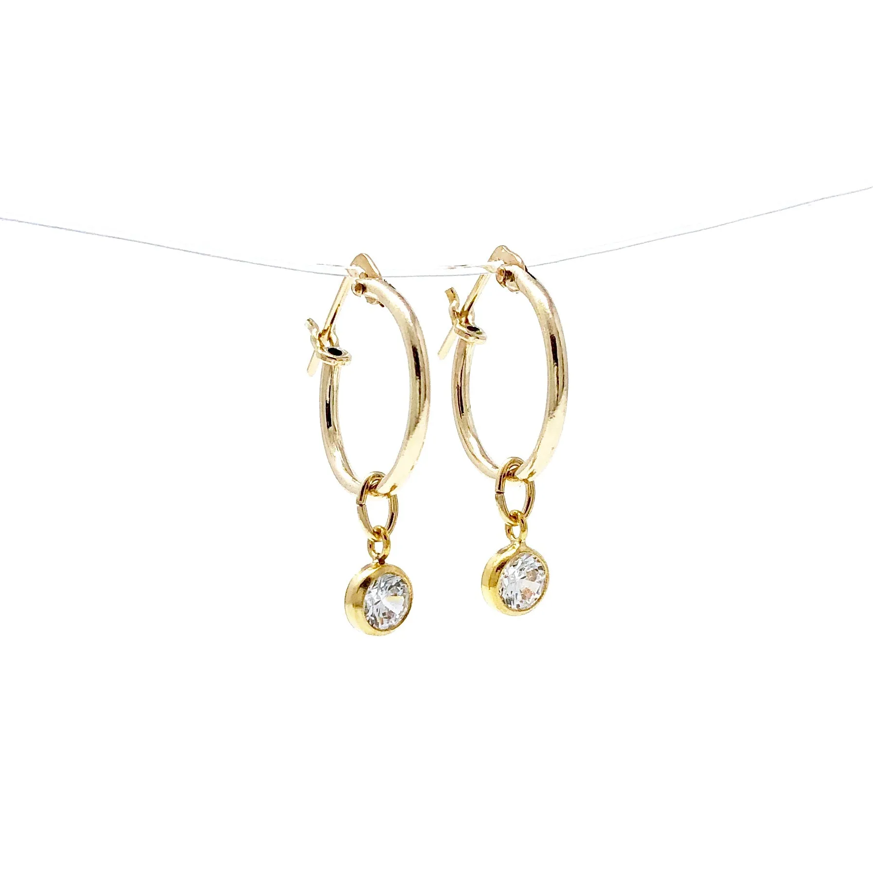 Dangling Swarovski Crystal Gold Fill Huggie Earrings