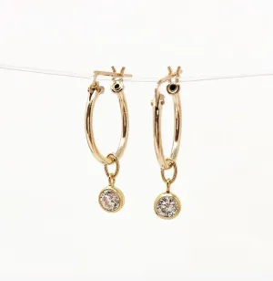 Dangling Swarovski Crystal Gold Fill Huggie Earrings