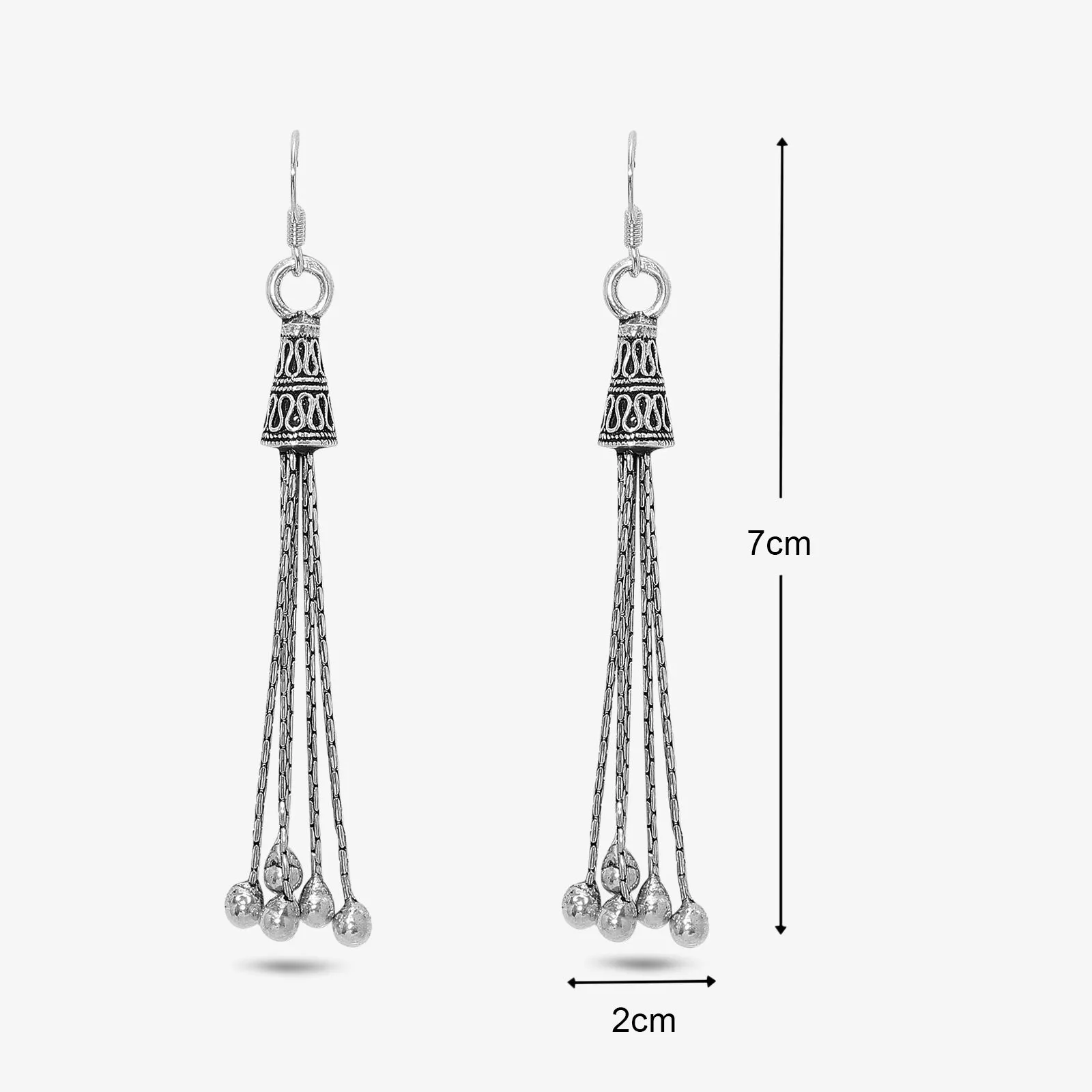 Dangling Tassel Earrings for Women – 925 Sterling Silver Oxidised