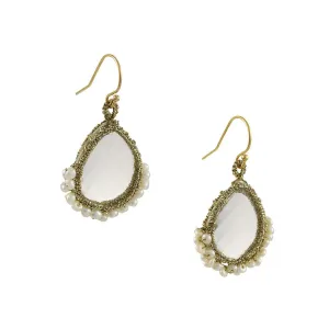 Danielle Welmond - Crystal Quartz with Pearl Earrings in Gold Fill