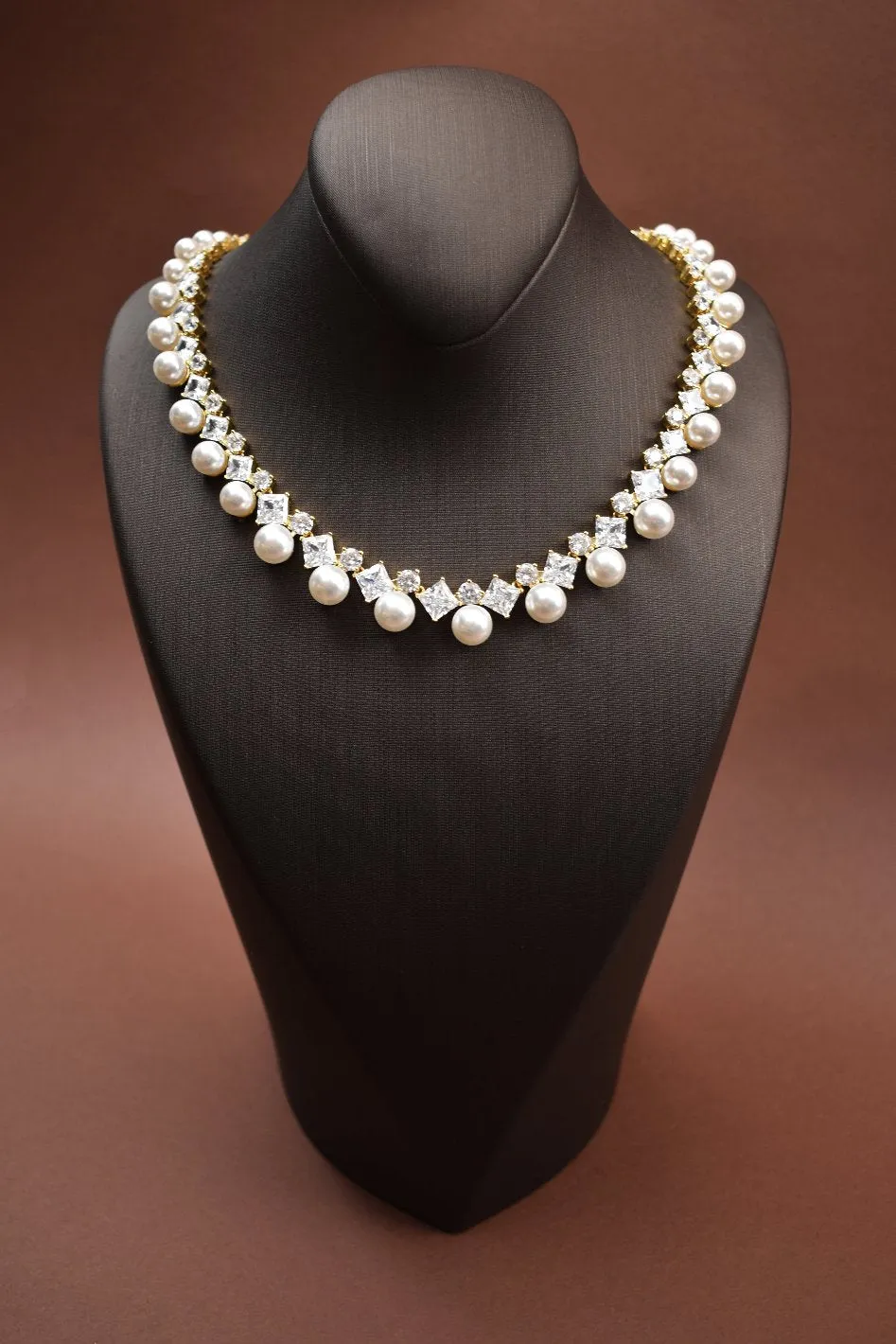 DARA Simulated Diamond and Pearl Necklace