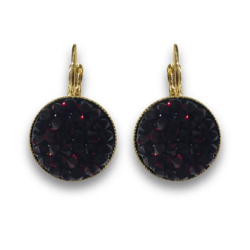 Dark Red Crystal Rocks Earrings