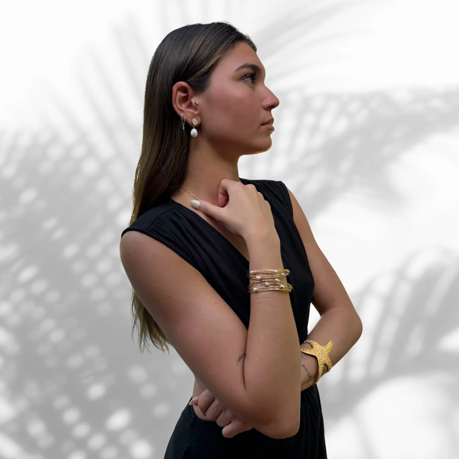 Delicate Pearl & Gold Earrings