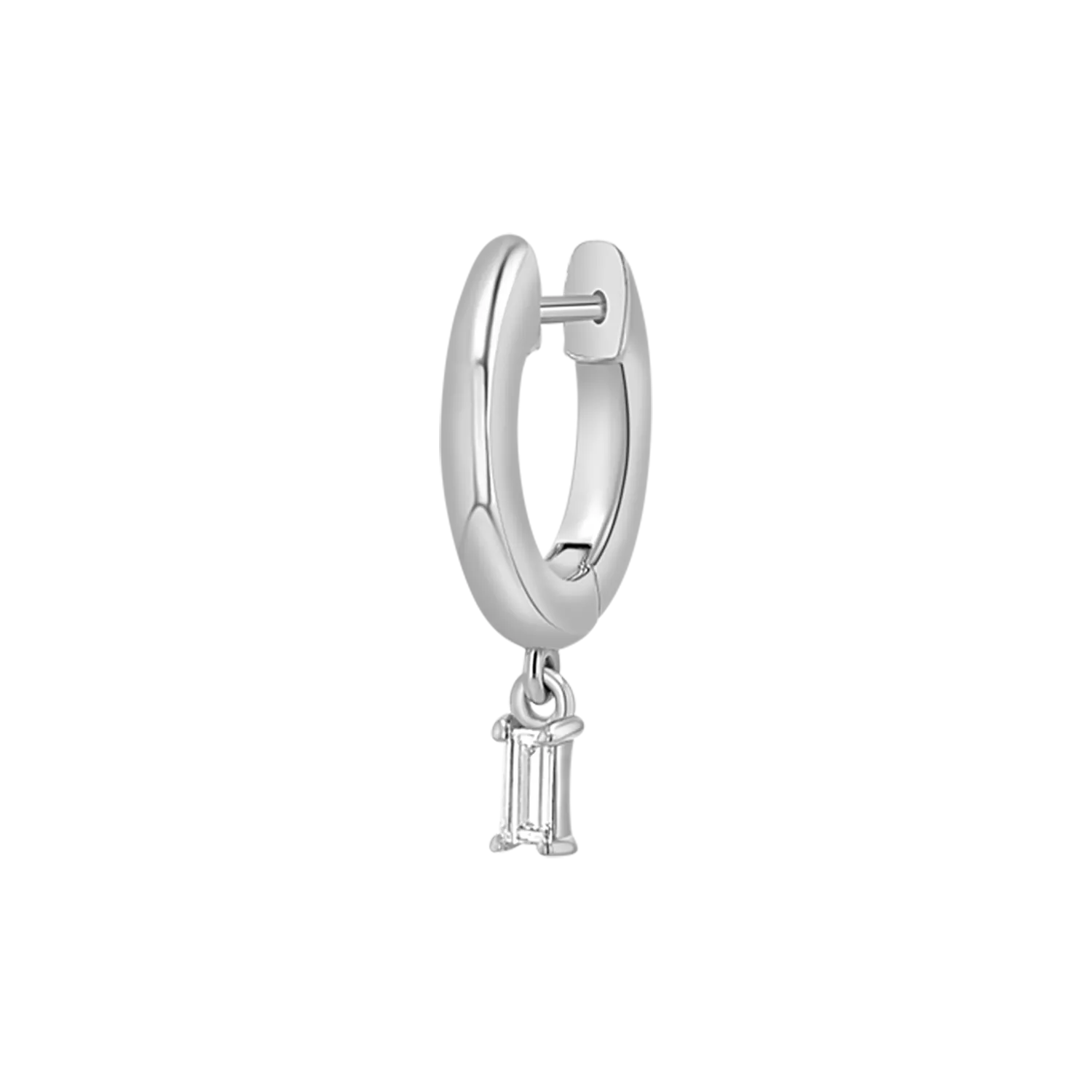 Diamond Baguette Charm Drop Huggies