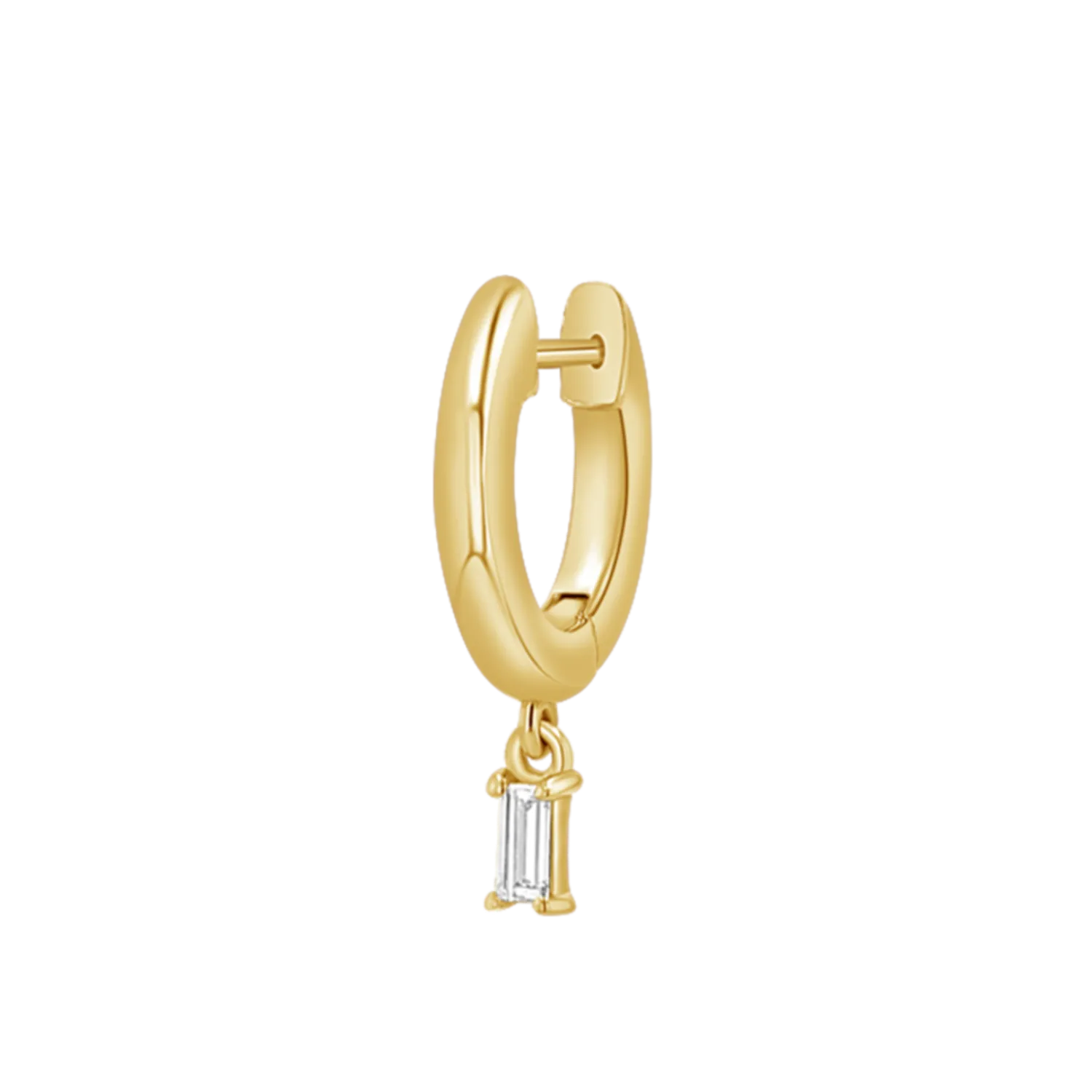 Diamond Baguette Charm Drop Huggies