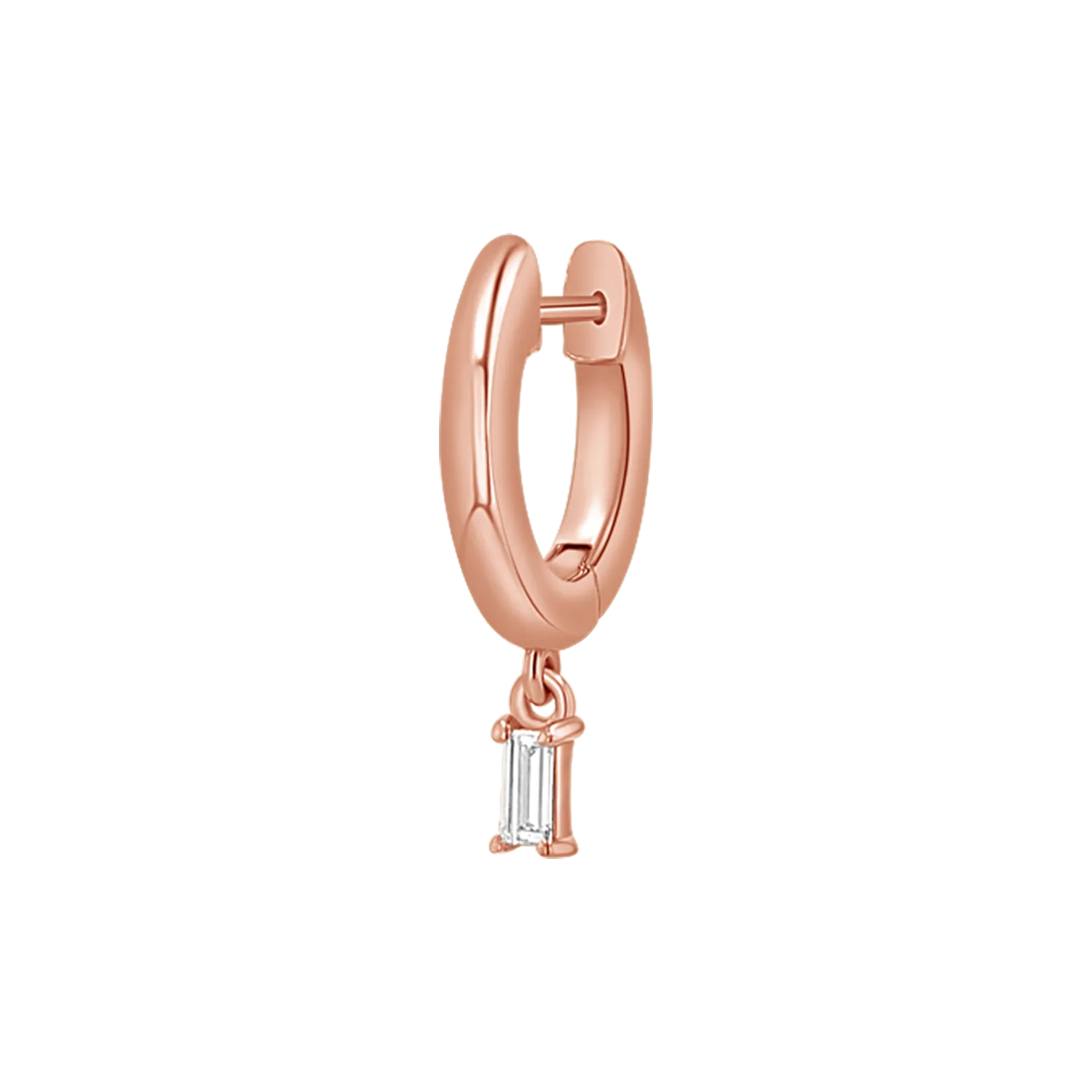 Diamond Baguette Charm Drop Huggies