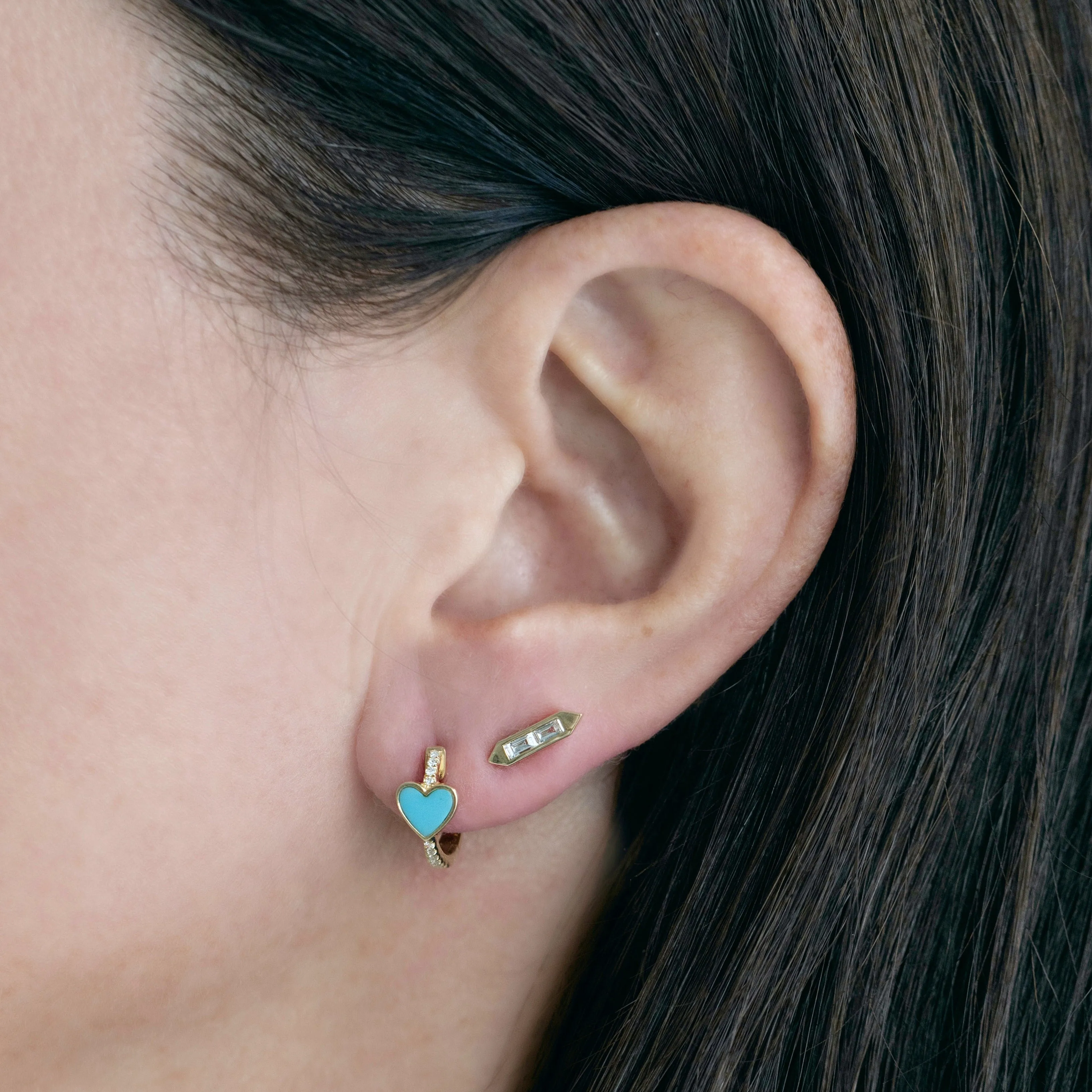 Diamond Baguette Spike Studs