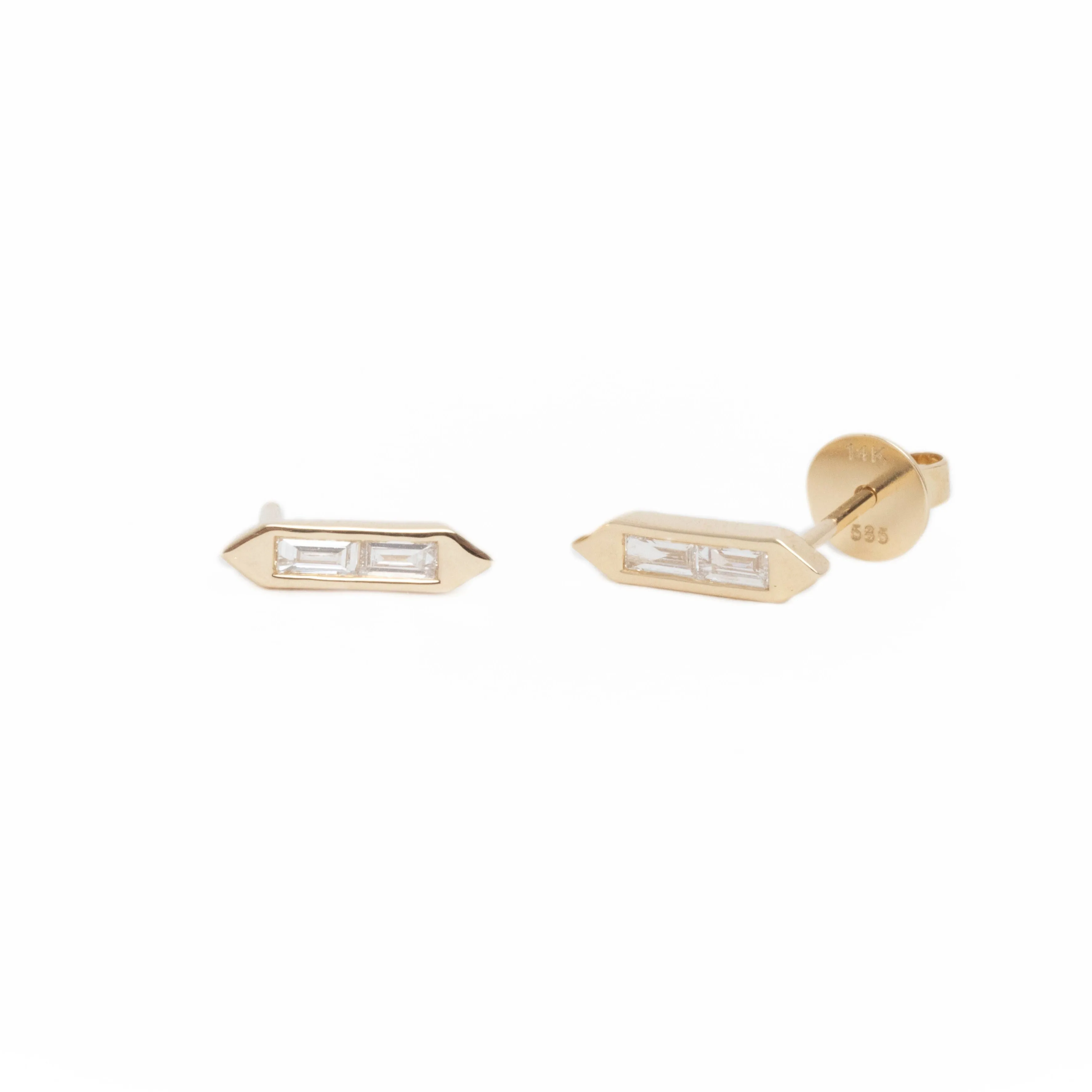 Diamond Baguette Spike Studs