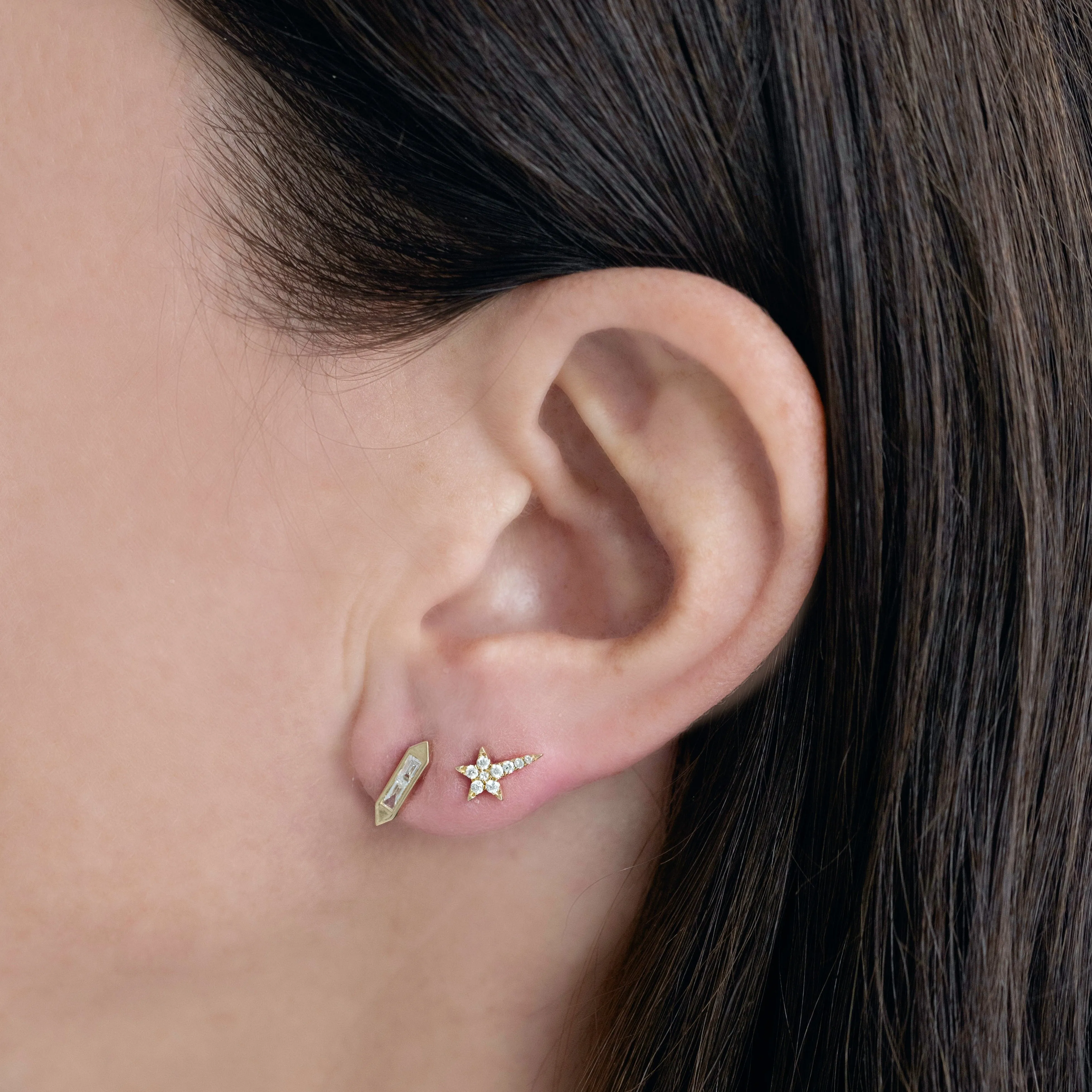Diamond Baguette Spike Studs