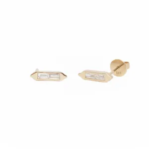 Diamond Baguette Spike Studs