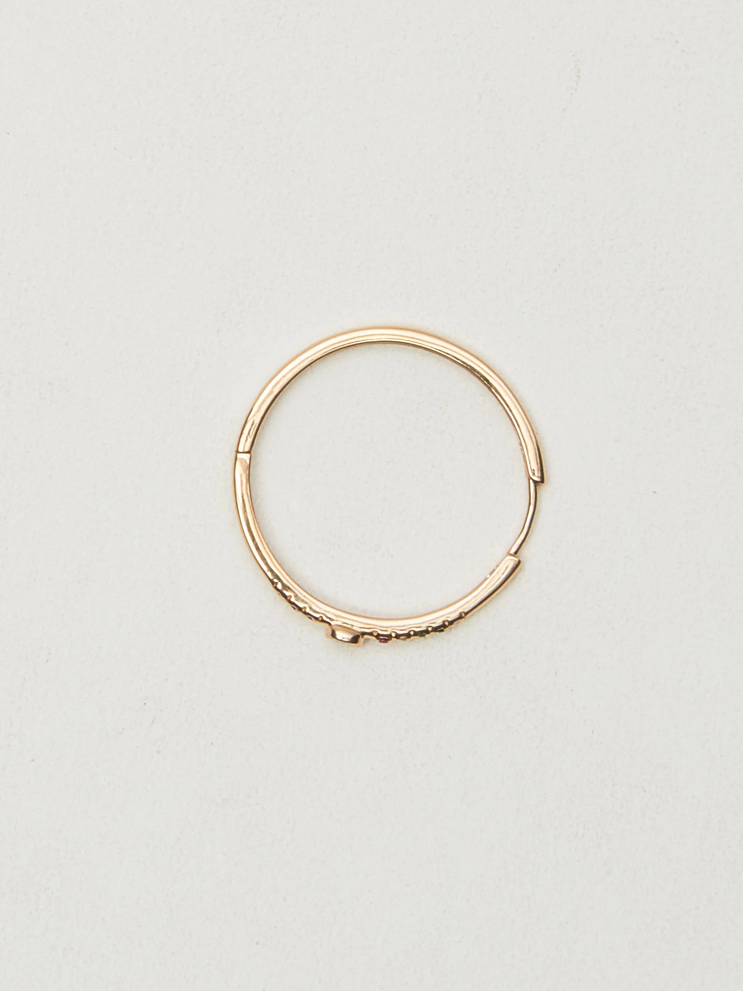 Diamond Bezel Rainbow Gem Hoop (Single)