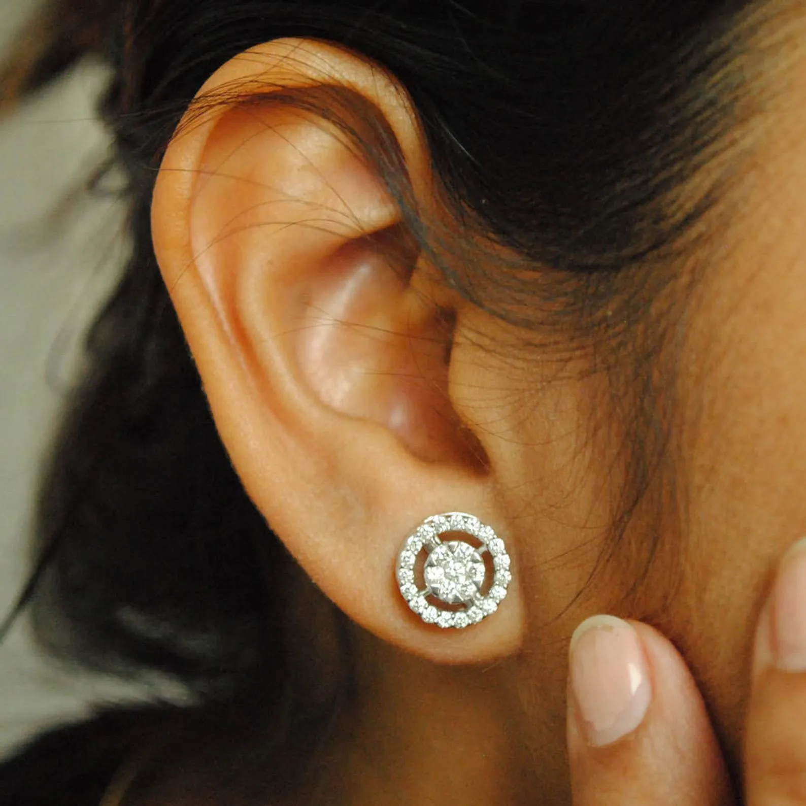 Diamond Cluster Halo Earrings