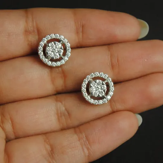 Diamond Cluster Halo Earrings