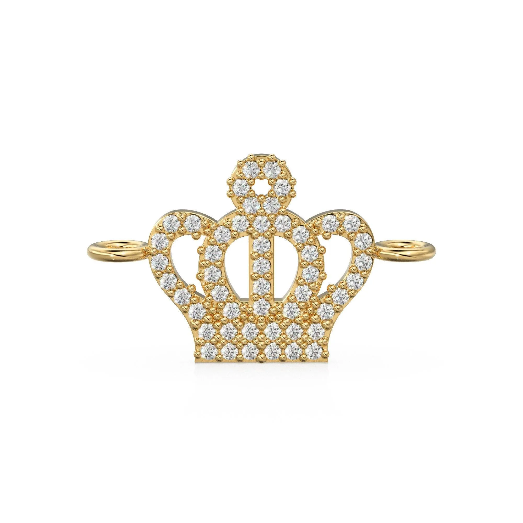 Diamond Crown Connector / Gold Diamond Crown / King Pave Charms / 14k Gold Christmas Charms / 18k Gold Crown pendant / Earrings Bracelet
