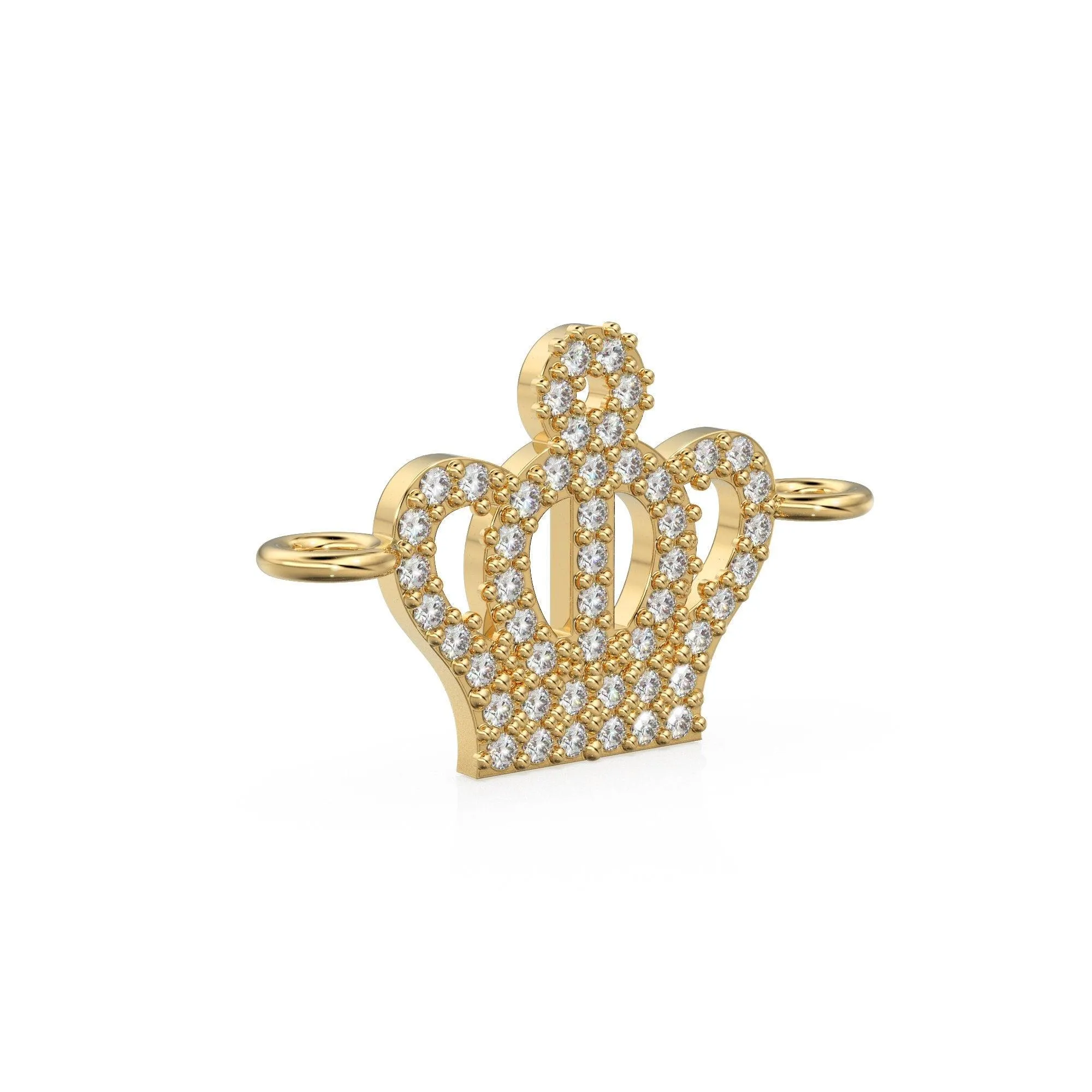 Diamond Crown Connector / Gold Diamond Crown / King Pave Charms / 14k Gold Christmas Charms / 18k Gold Crown pendant / Earrings Bracelet