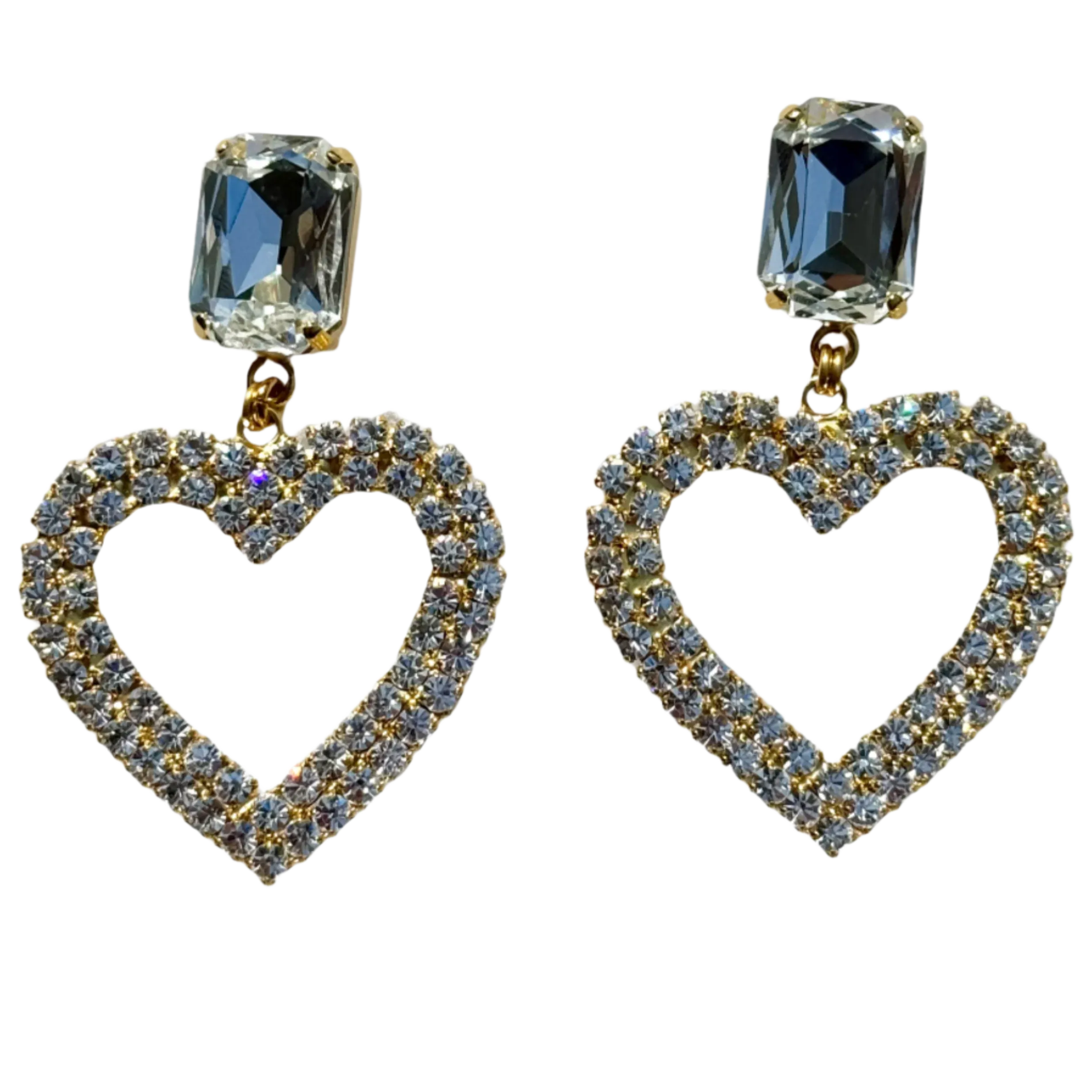 Diamond Crystal Heart Earrings