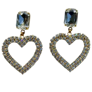 Diamond Crystal Heart Earrings