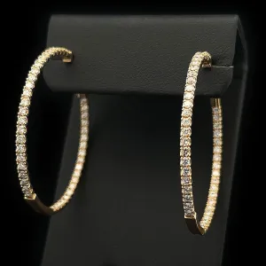 Diamond Hoop Earrings 14k Yellow Gold 2.25ctw