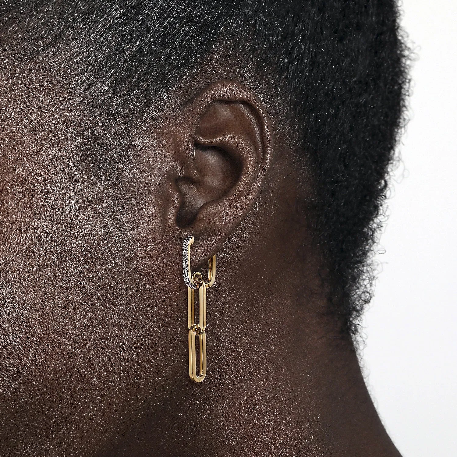Diamond Link Hollow Chain Drop Earrings