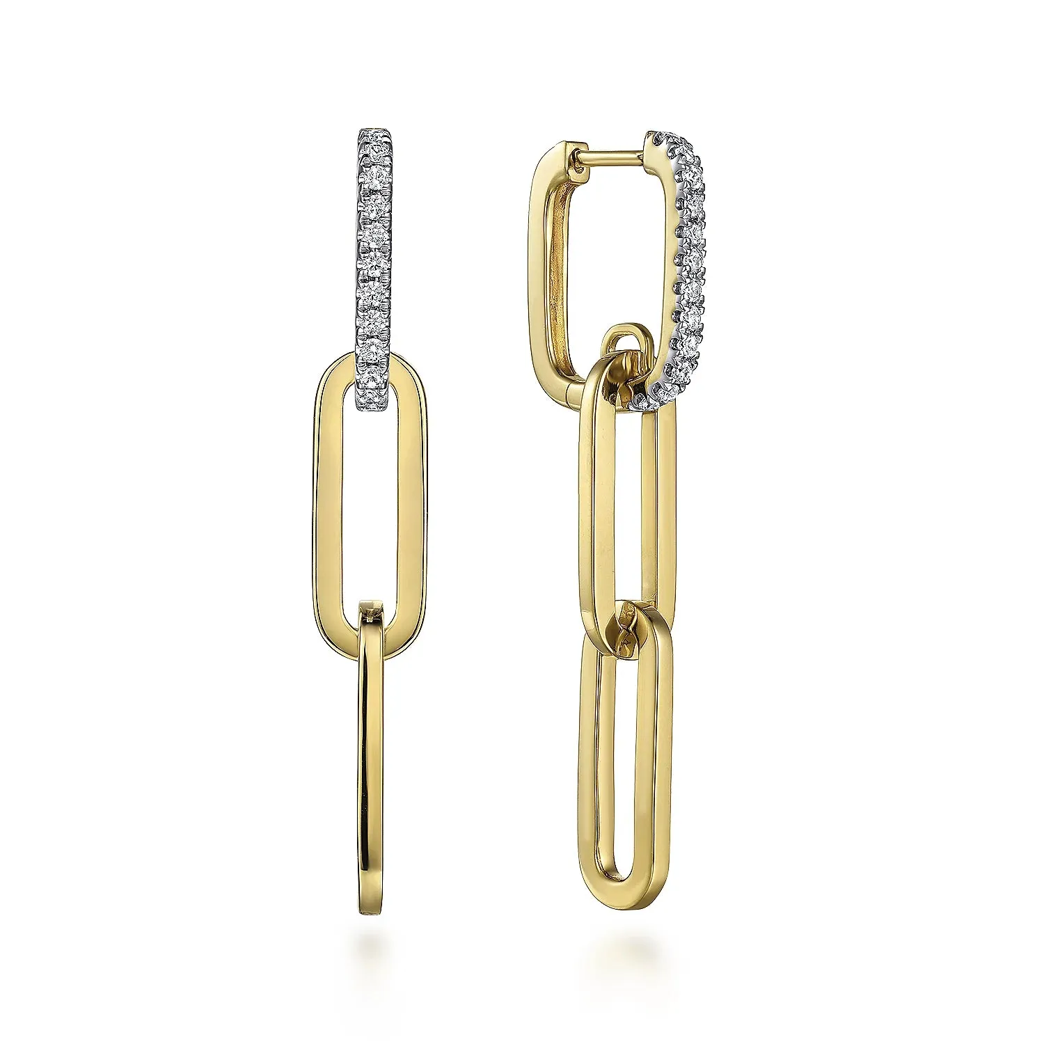 Diamond Link Hollow Chain Drop Earrings