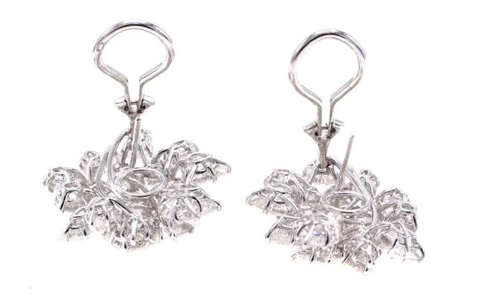 Diamond Platinum Cluster Ear Clips