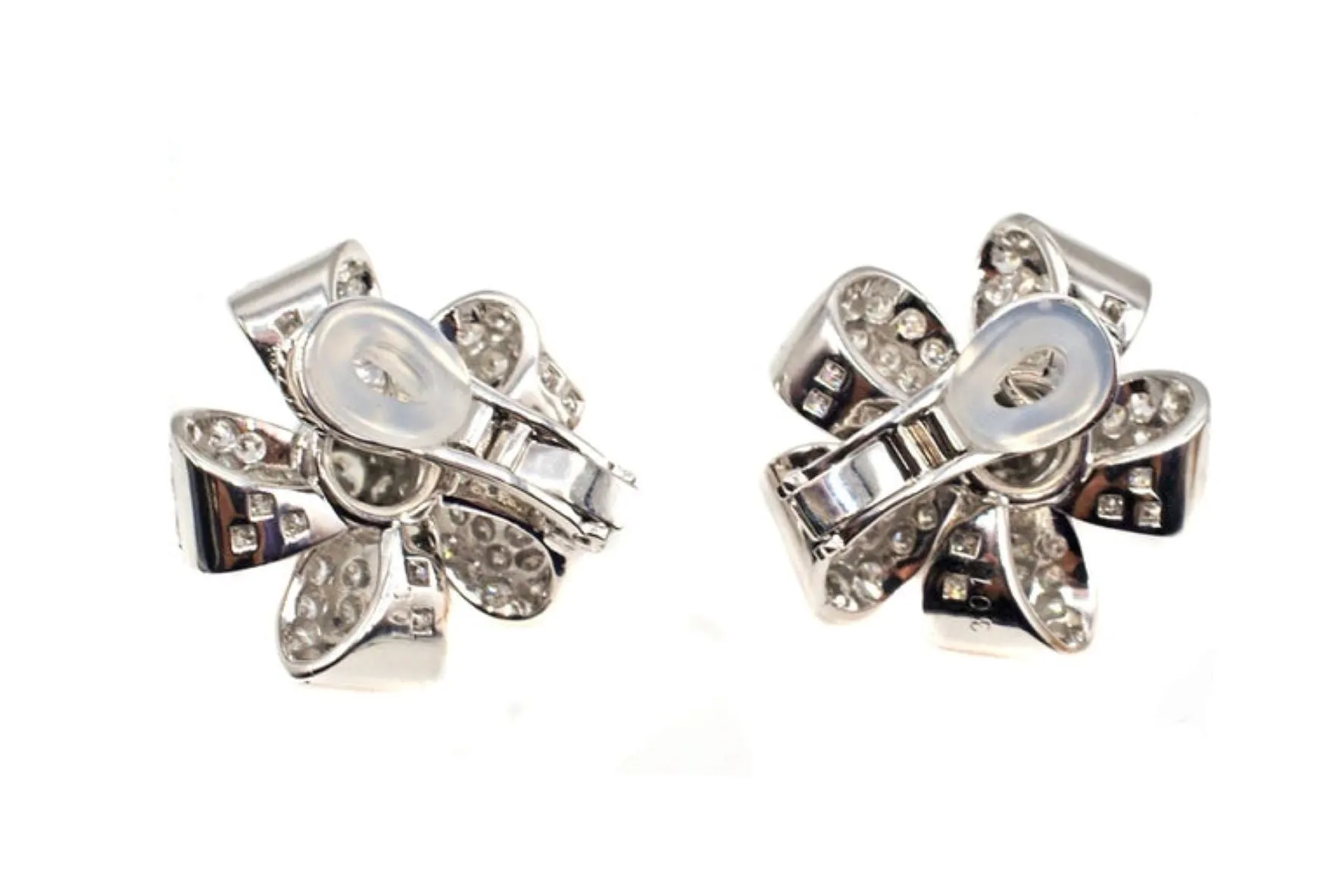 Diamond Platinum Ribbon Earclips