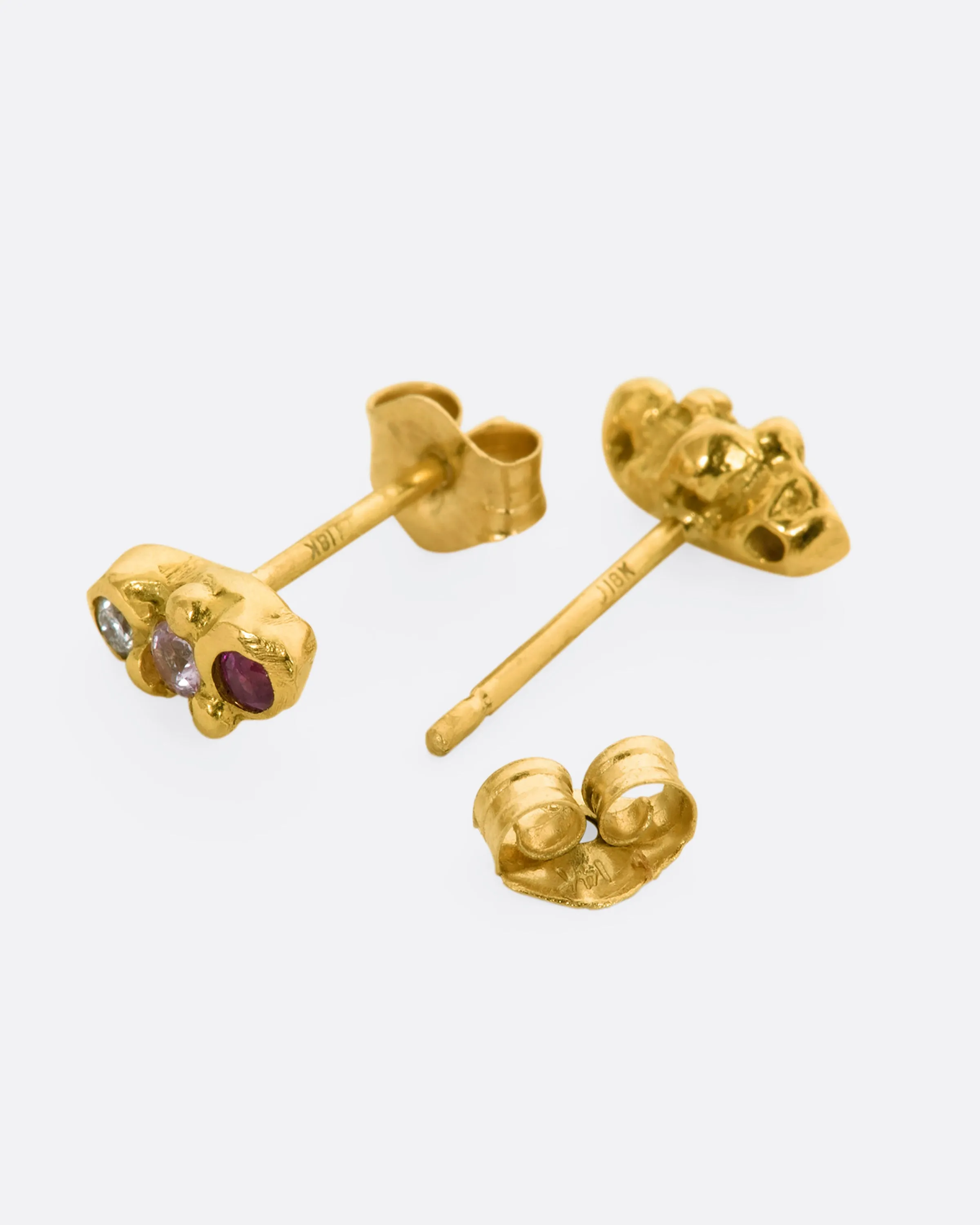 Diamond, Ruby, and Sapphire Cloud Stud Earrings