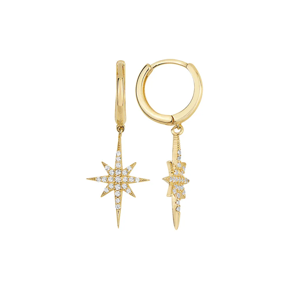 DIAMOND STARBURST HUGGIE HOOPS