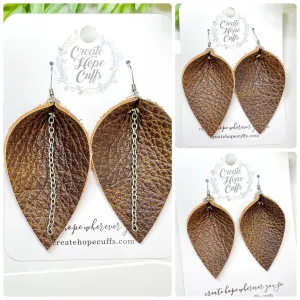Distressed Americano Brown Leather Earrings | 3 Options | Hypoallergenic | Women | CLEARANCE