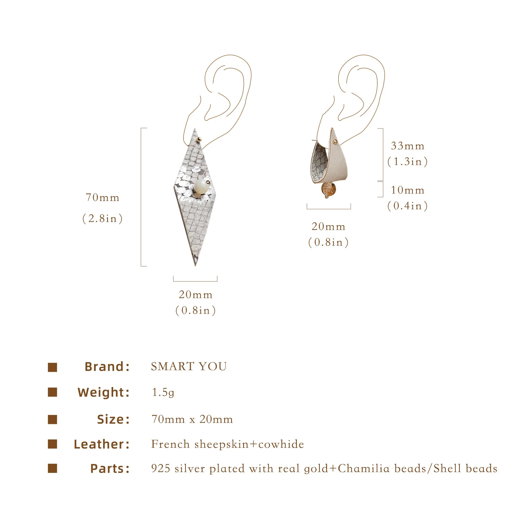 DIY Leather Kits - Geometric Rhombus Style Earring