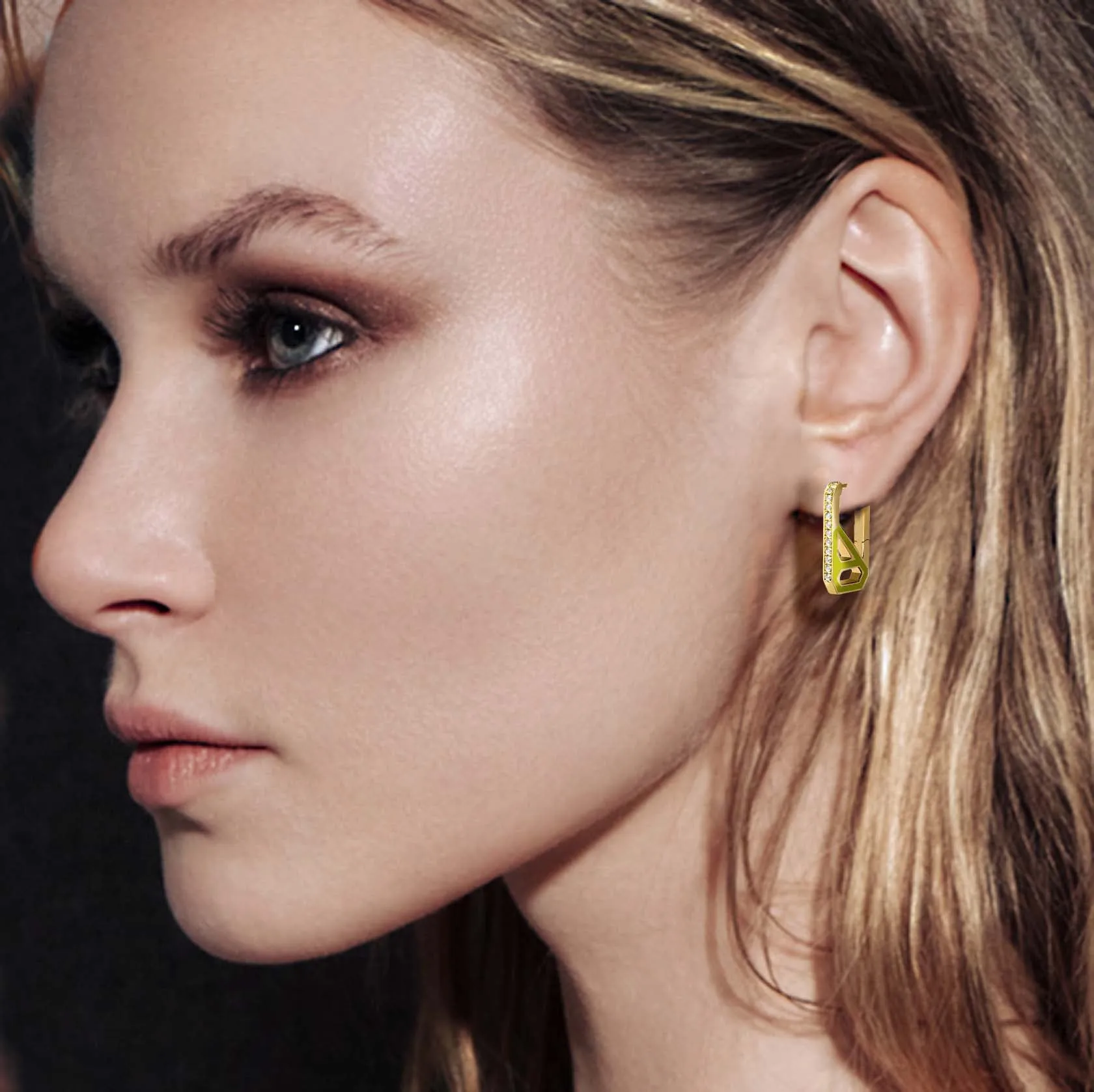 DNA Apple Green Enamel Rectangle Single Earring