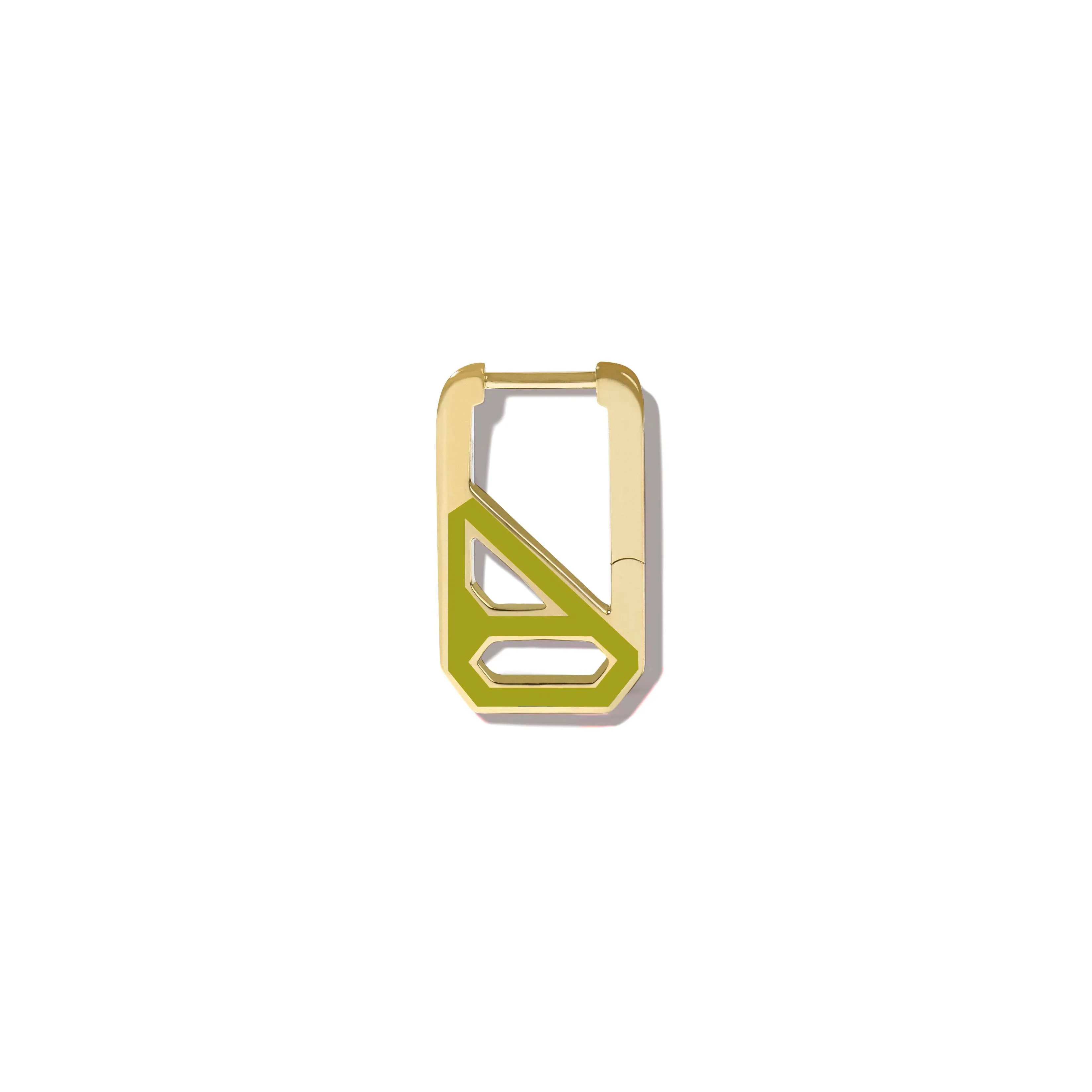 DNA Apple Green Enamel Rectangle Single Earring