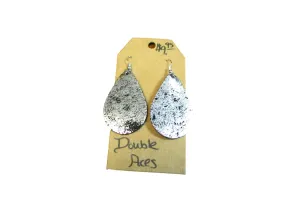 Double Aces Silver/ Black Shimmer Faux Leather Earrings