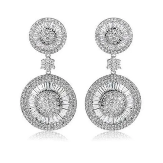 Double Circle Baguette White Gold Earrings – Maestro Hennessy ®